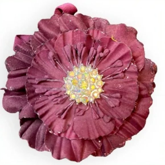 Tieks Burgundy Flower Box Topper with Faux Jewels in Center TT-D-481 - Picture 2 of 3